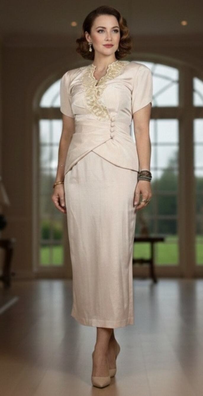 Vintage Scott McClintock Pink Ruched Pencil Midi Dress Suit